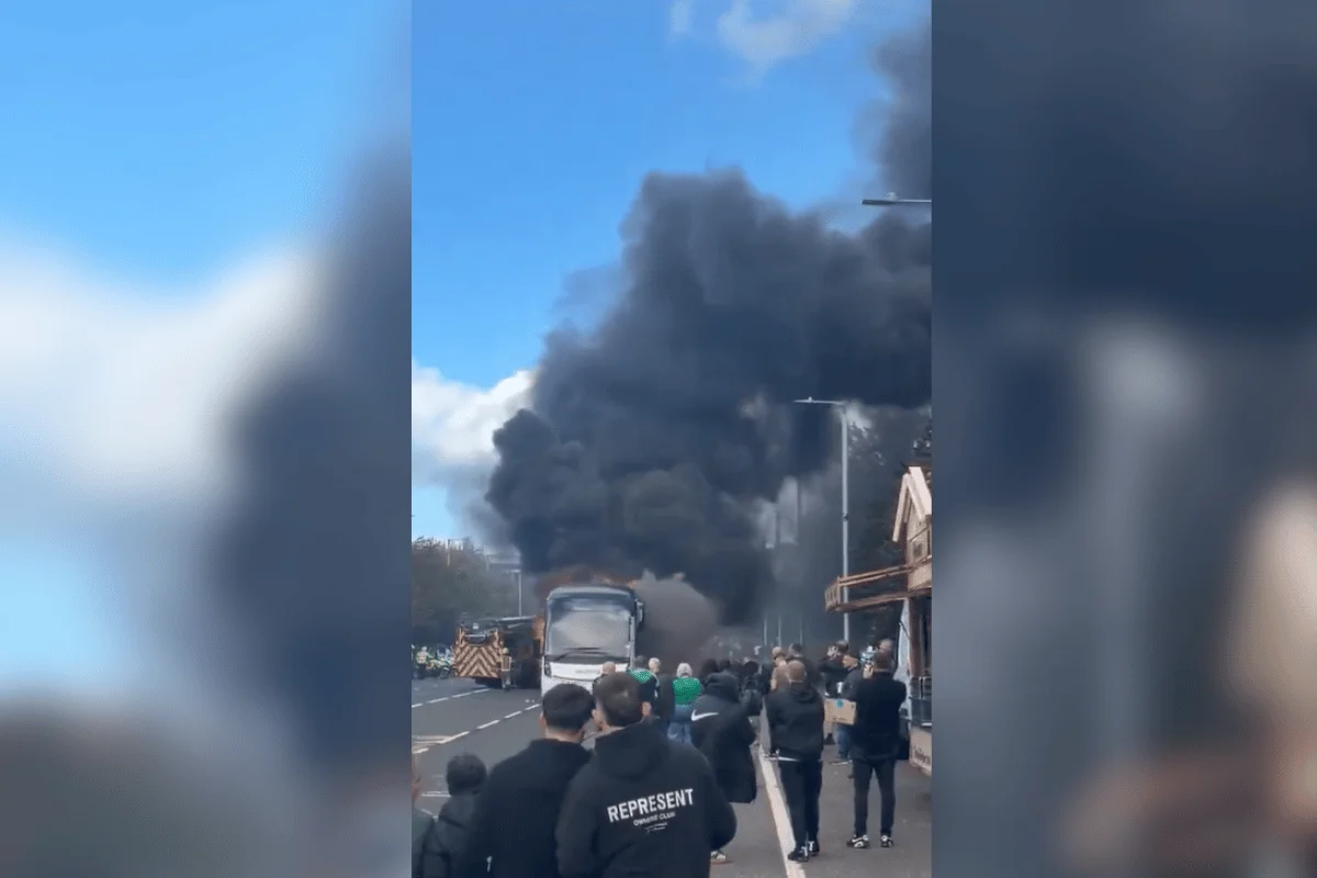 Ônibus com torcedores do Celtic pega fogo após clássico
