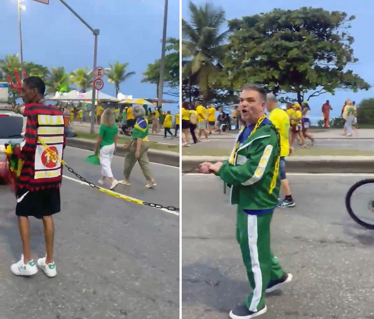 Polícia vai investigar vídeo em que homem negro aparece acorrentado em ato de apoio a Flávio Bolsonaro