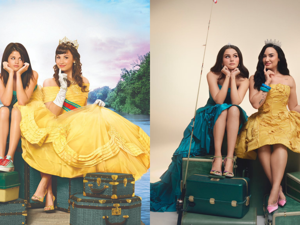 Selena Gomez e Demi Lovato recriam foto de postêr de "Programa de Proteção para Princesas" (2009) • Reprodução/Disney/Instagram/Demi Lovato