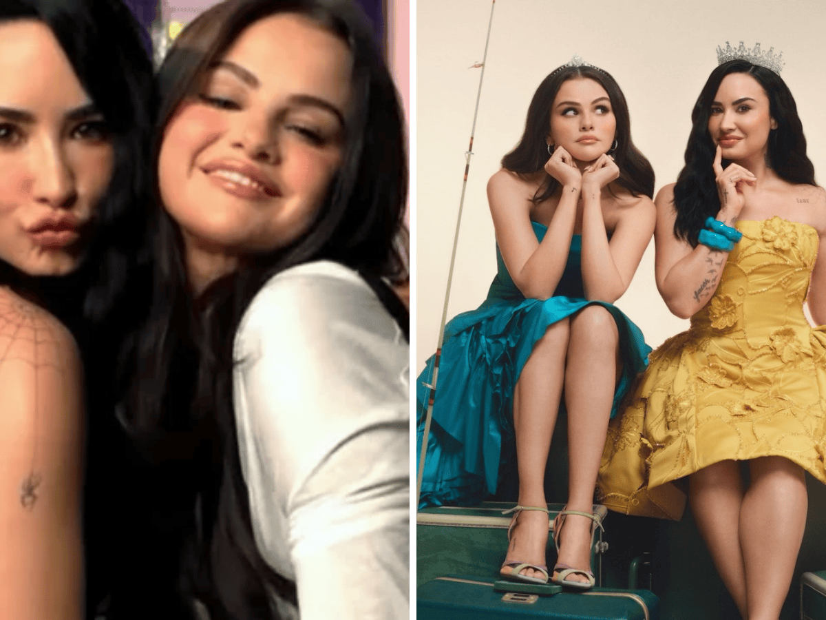Demi Lovato e Selena Gomez em anúncio de parceria • Instagram/ Rare Beauty